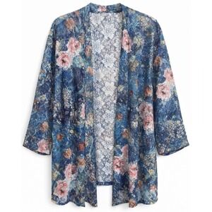 Drapers and Damons Overshirt Womens M Cottagecore Floral‎ Lace Shirt Jacket